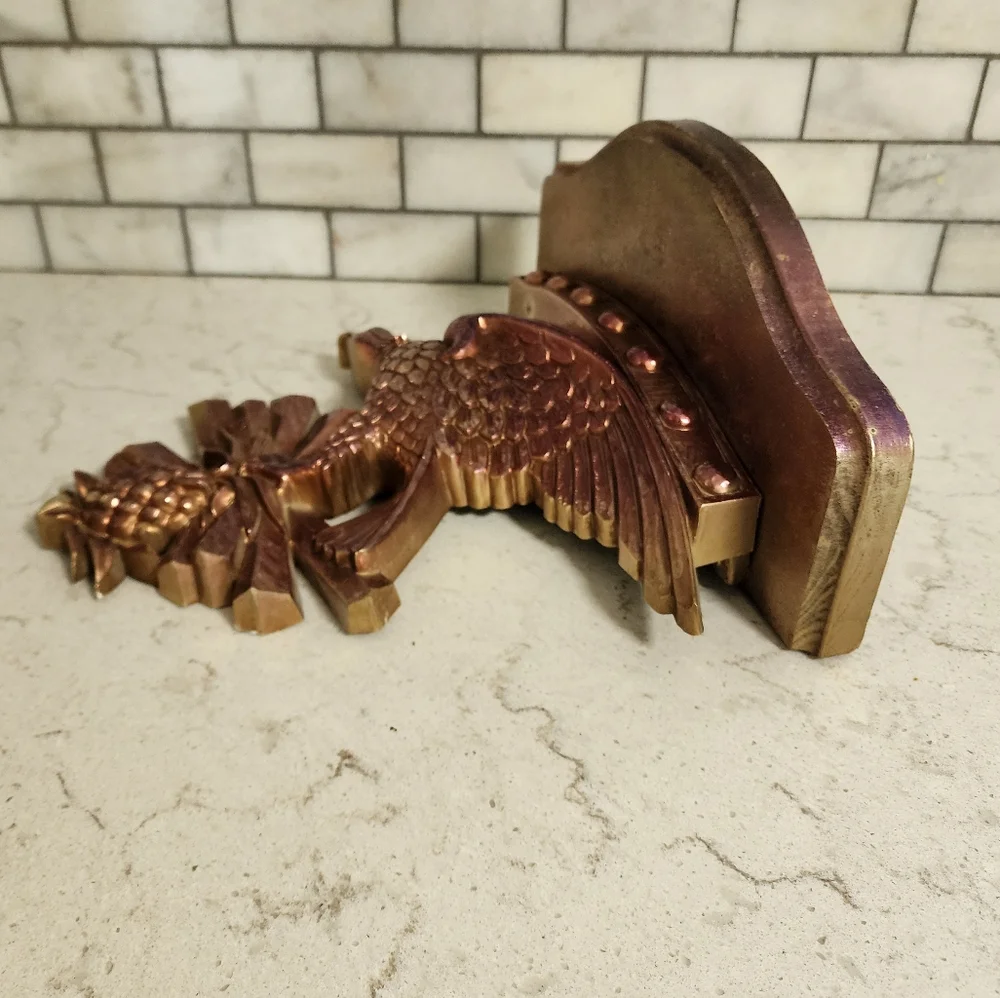 Vintage gold Americana eagle wall shelf dart inc.